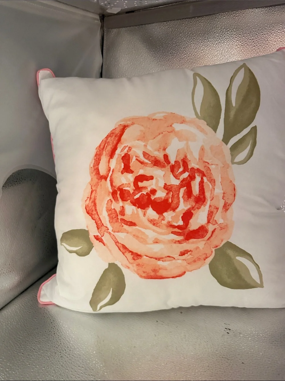 Water color pillows.One square and rectangle with roses and greenery.
